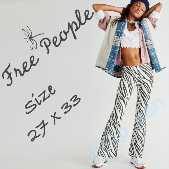 NWT Free People Penny Pull-On Flares Paisley Print Sz 27
